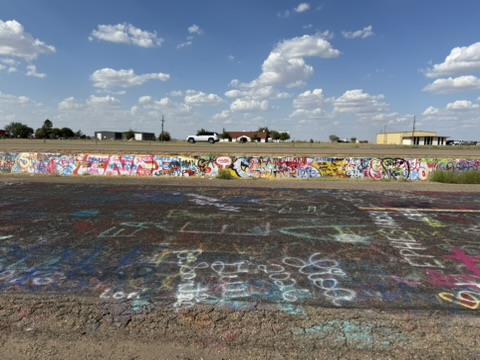 Colorful layers of paint at Cadillac Ranch